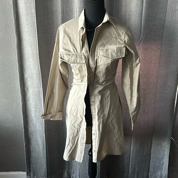 Tan ASOS Design Button Up Dress - Picture 1 of 5